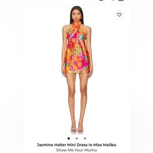 Show Me Your MuMu Jasmine Halter Mini Dress in Miss Malibu Size Small